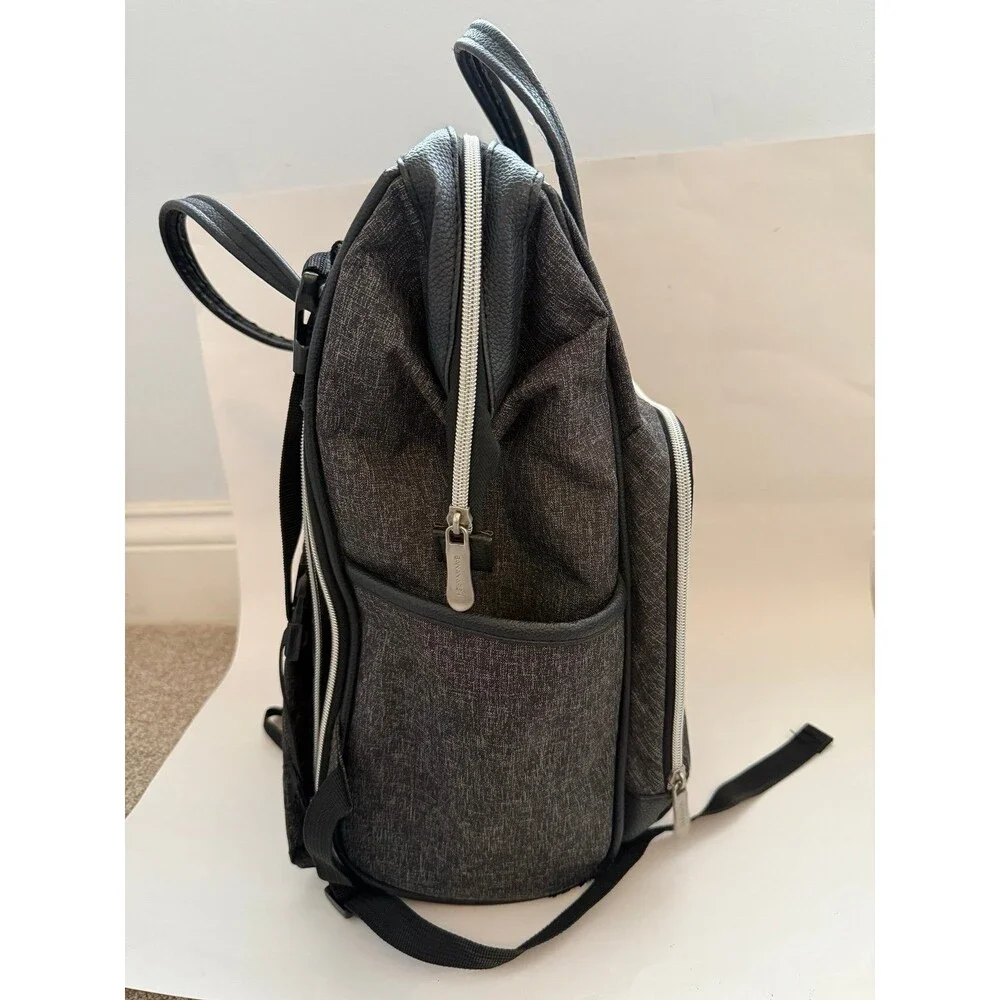 Banana‎ Fish Midi Backpack Diaper Bag Gray Black Insulated Bottle Holder